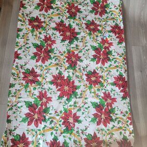 Vintage Christmas Poinsettia Vinyl Flannel Back  34"x 102"